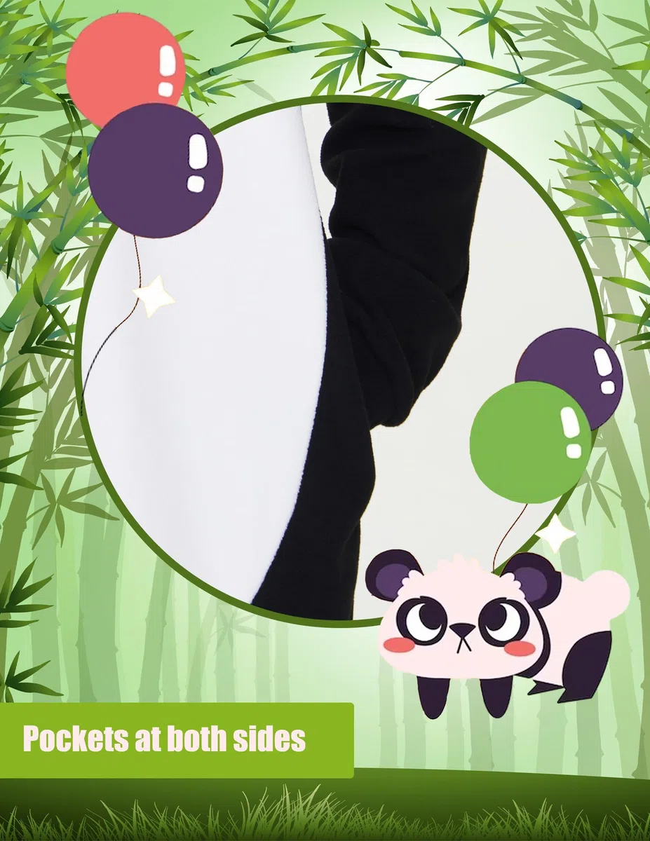 Panda Pijama Adulto Divertido Animales Ropa de Dormir Lindo Onesie Mujeres Hombres Navidad Halloween Disfraz de Cosplay, Negro