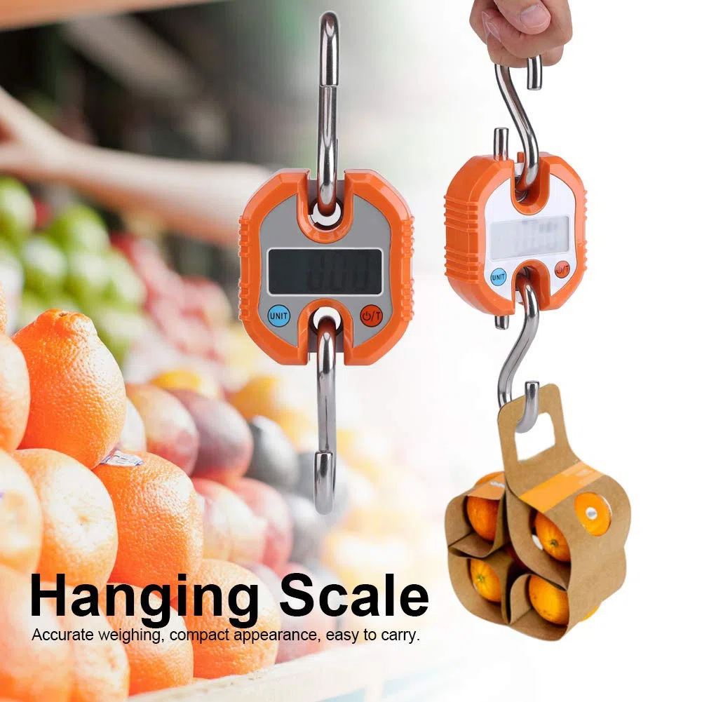 Báscula digital colgante, 150 kg / 50 báscula de grúa portátil LCD Gancho electrónico digital Básculas colgantes Balanza de pesaje en bucle para el hogar, granja, caza, mercado de alimentos,