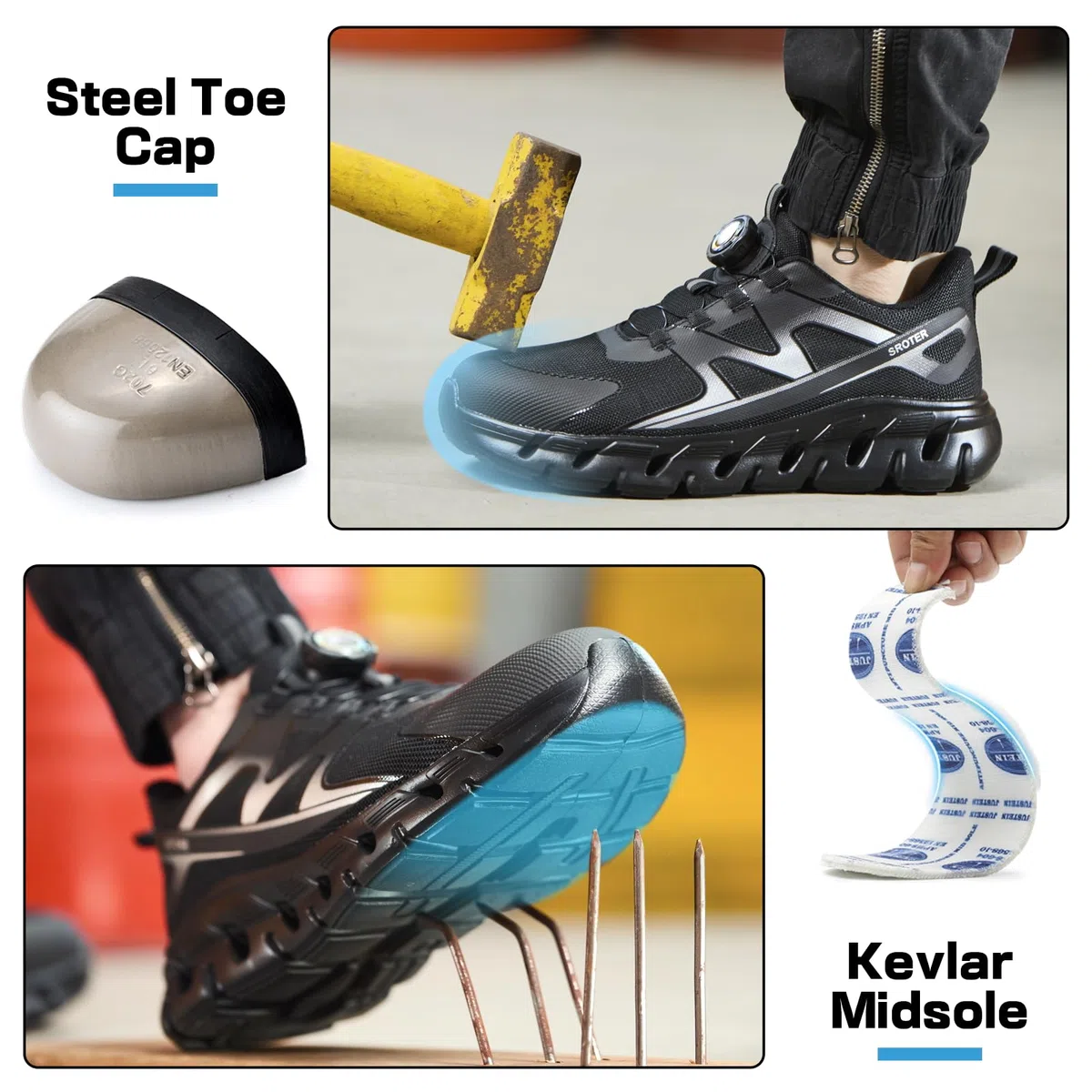 AEKYIWL Zapatos de Seguridad Hombre Mujer Calzado de Seguridad Ligero Comodo Zapatillas Trabajo Transpirable Antideslizante Botas Trabajo