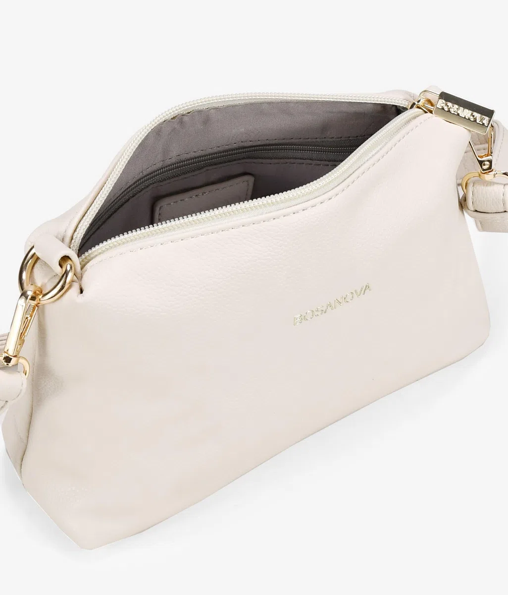 BOSANOVA Bolso de hombro mediano con detalle de logo en la parte frontal, asa de hombro y también con asa de cruzar extraíbles. Cierre con cremallera. BEIGE U