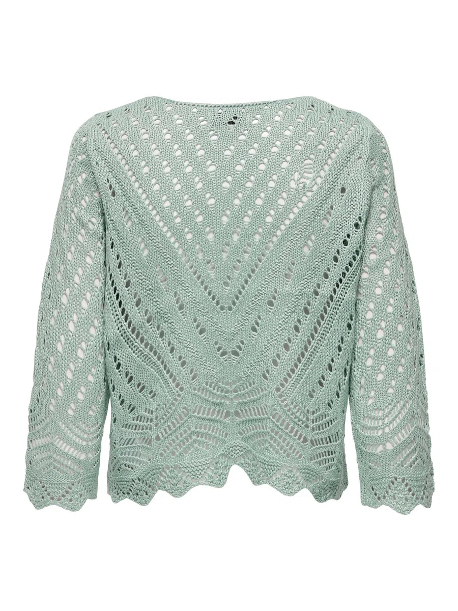 JDY Jdynew Sun 3/4 Cropped Pullover Knt Noos Camisa Crochet con Cuello en V Mujer (Pack de 1)