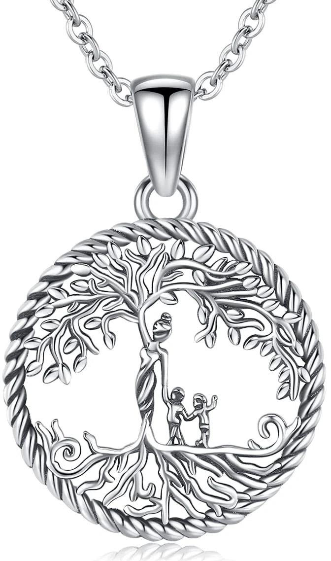 Collar para Madre Mujer Colgante Árbol de la Vida de Plata de Ley 925 Collar con Colgante de Madre e Hijos Familiar de Joyería Regalos para Mamá Hija Abuela Hermana Esposa