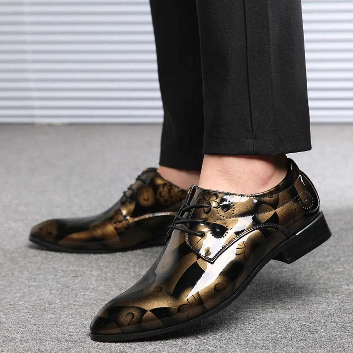 Zapatos de cuero sintético formal para hombre con correa única, zapatos bajos con cordones, zapatos de negocios para hombre