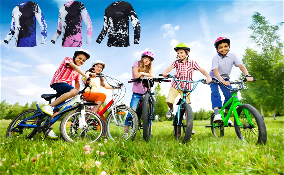 Camiseta de ciclismo para niños de 4 a 14 años, para niños y niñas, ropa de ciclismo MTB, ropa de manga larga, para deportes de potencia, BMX