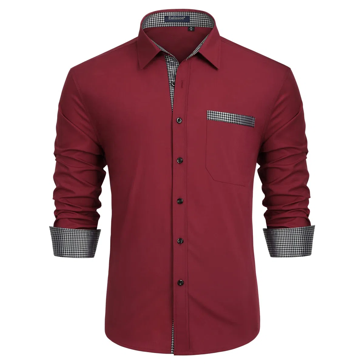 Enlision Camisa Hombre de Vestir Manga Larga Camisas Formales Boda Elegantes Camisa Casual Regular Fit con Bolsillo