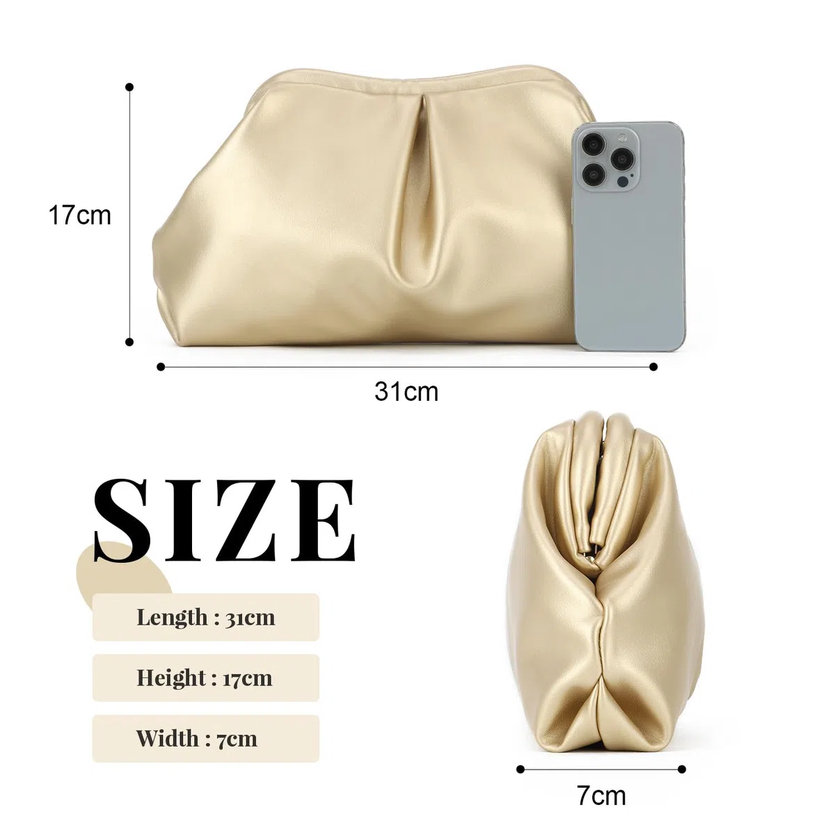 Bolsos de mano de cuero PU suave para mujer Bolso de noche formal Bolso de mano elegante