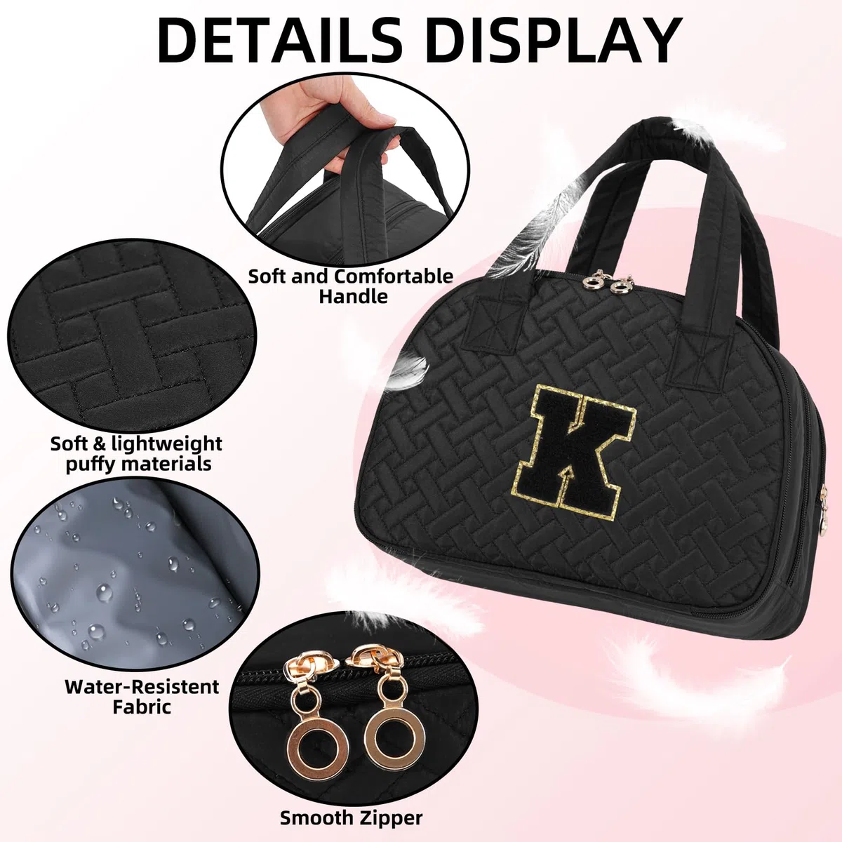 Neceser de Viaje para Mujer, Organizador de cosméticos, Estuche de Almacenamiento de Maquillaje, Negro -, K