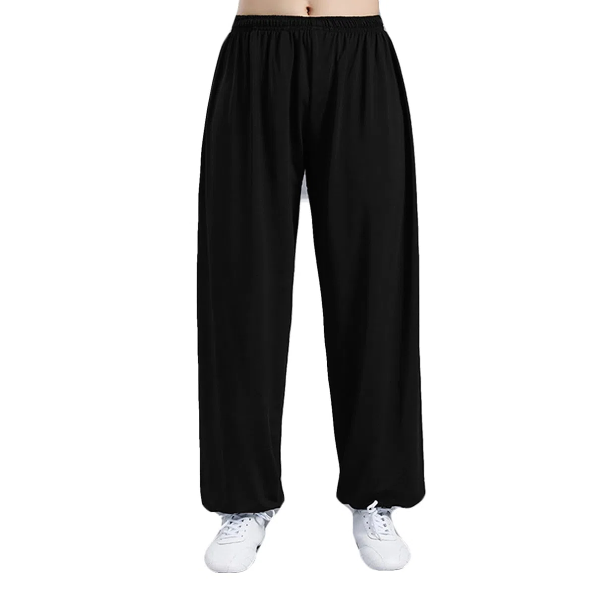 Pantalones De Tai Chi Mujeres, Pantalones De Artes Marciales Hombres, Pantalones De Kung De Seda De Hielo con Bolsillo Wu Shu Yoga Karate Pantalones Casuales(Size:s,Color:Negro)