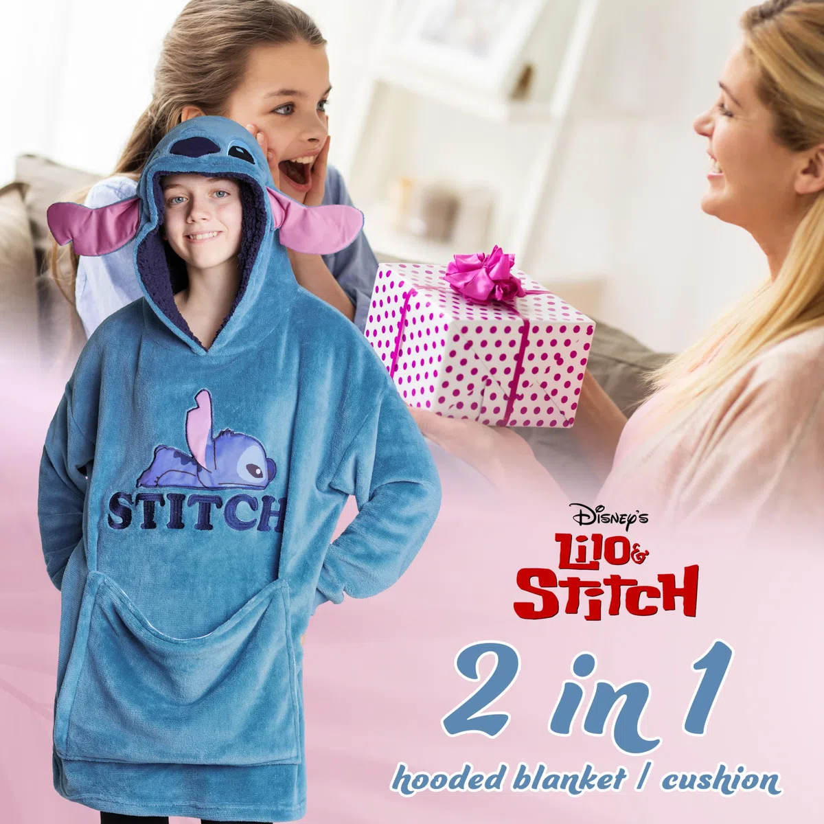 Disney Stitch Batamanta con Capucha Niños - 2 en 1 Sudadera de Forro Polar Grande Baby Yoda - Regalos Stitch Navidad