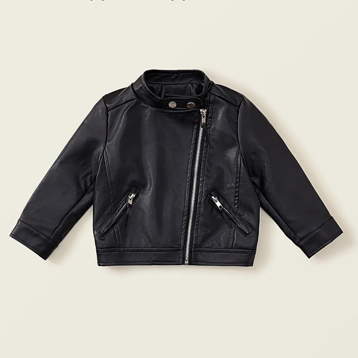 Chaqueta Moto Cuero Sintético para Ni?as Abrigo Ajustado Exteriores A?os