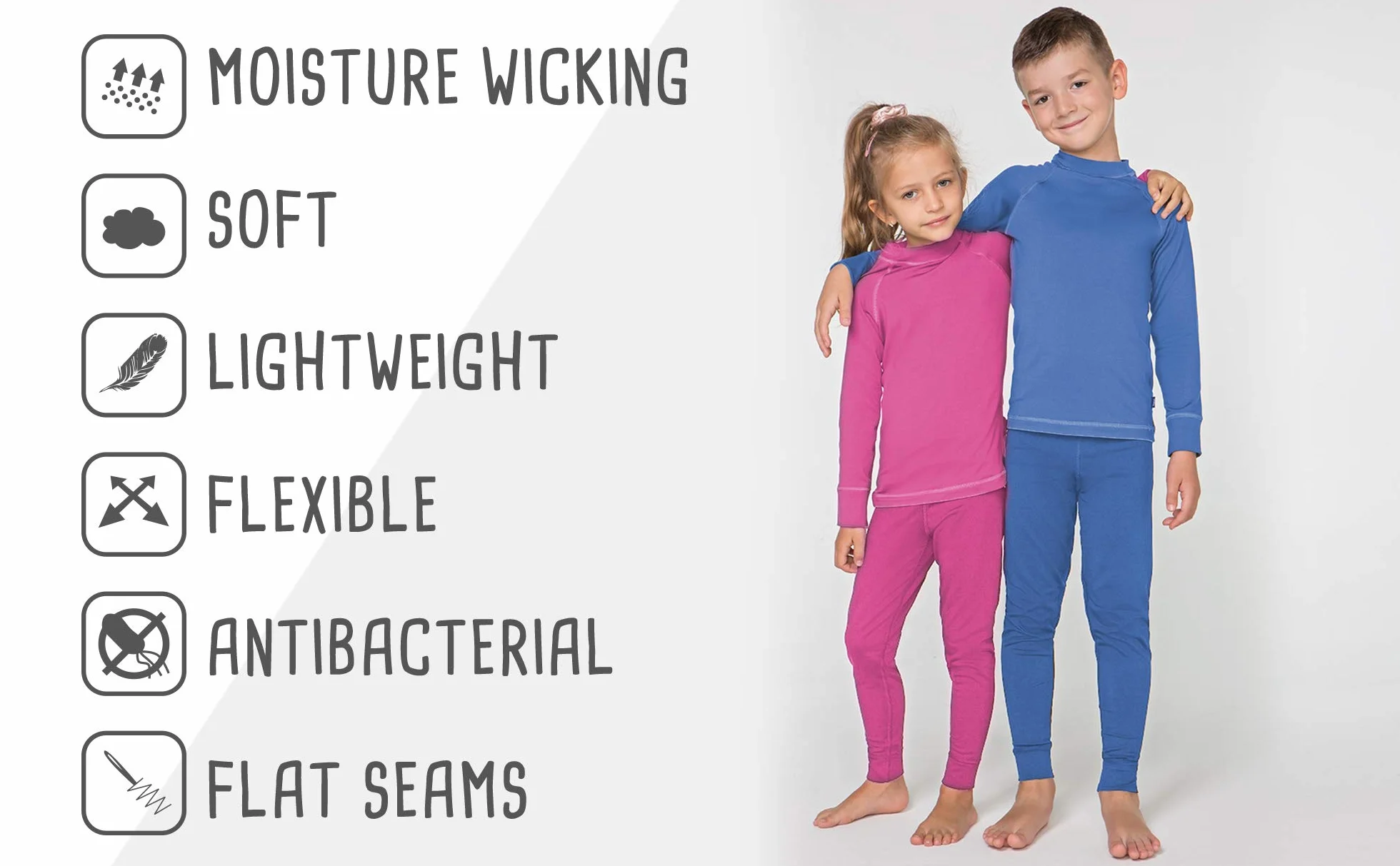 meteor Conjunto Ropa Interior Térmica para Niños - Camiseta de Manga Larga y Pantalón - Set Infantil Elástico para Esquí Snowboard Acampada y Senderismo para Niño y Niña
