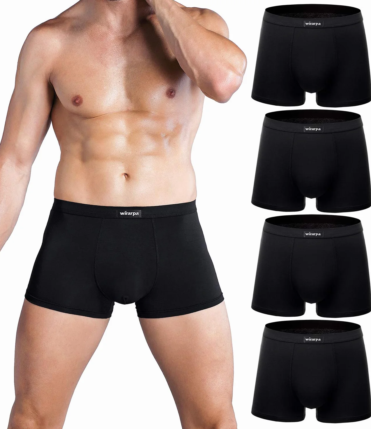 wirarpa Calzoncillos Bóxers Hombre Microfibra Ropa Interior Multicolor Underwear Trunks Pack de 4