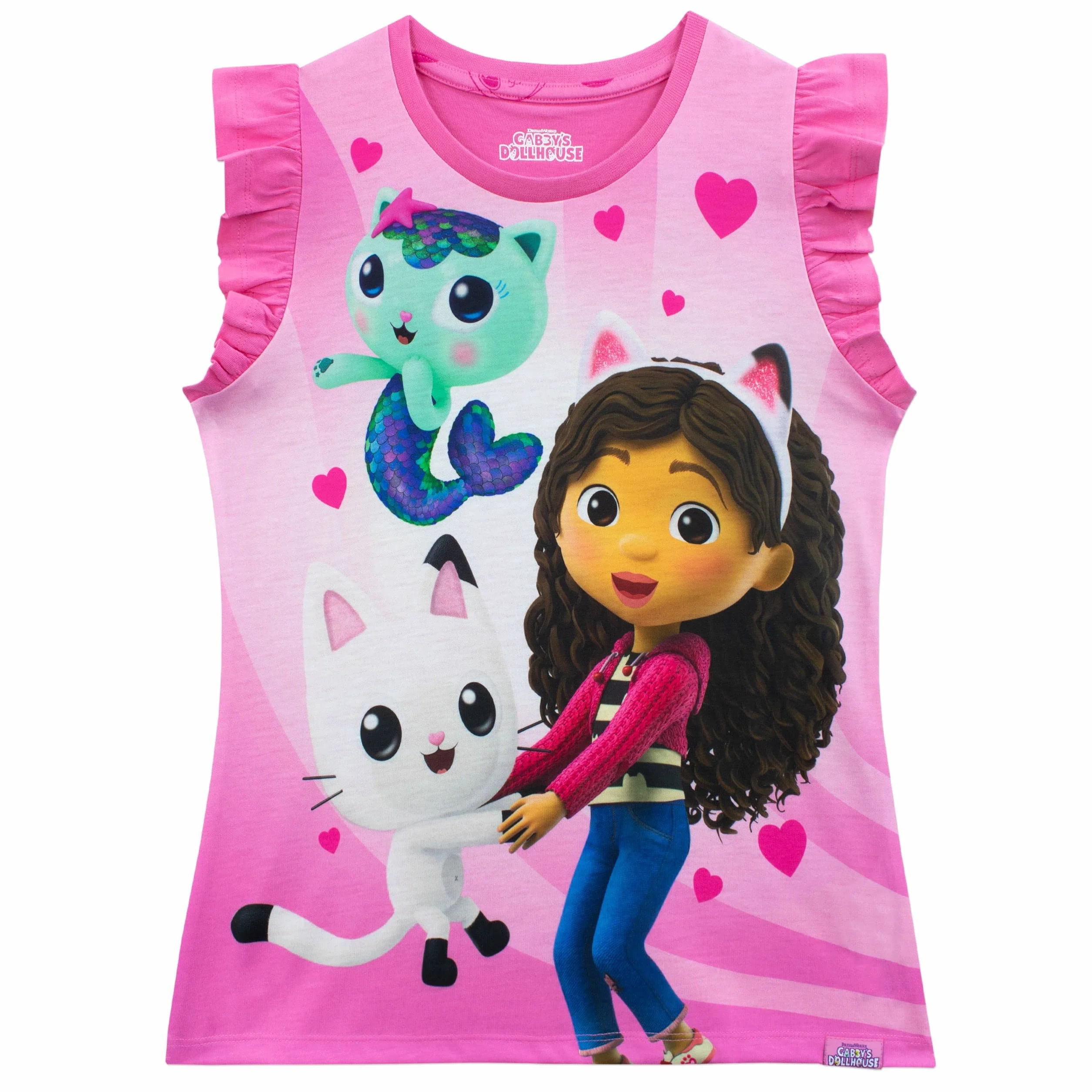 DreamWorks Girls Gabby's Dollhouse Pijama de Manga Corta con Volantes Conjunto de Pijama para niños