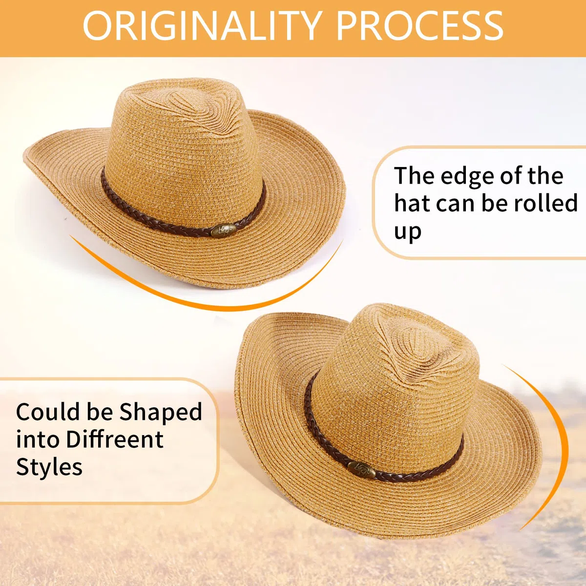 GEMVIE Sombreros de Paja para Mujer Sombrero de Sol Gorra de Playa con Cinta de Concha + UPF50 Ajustable y Empacable Mujer Sombrero de Verano Fedora Trilby