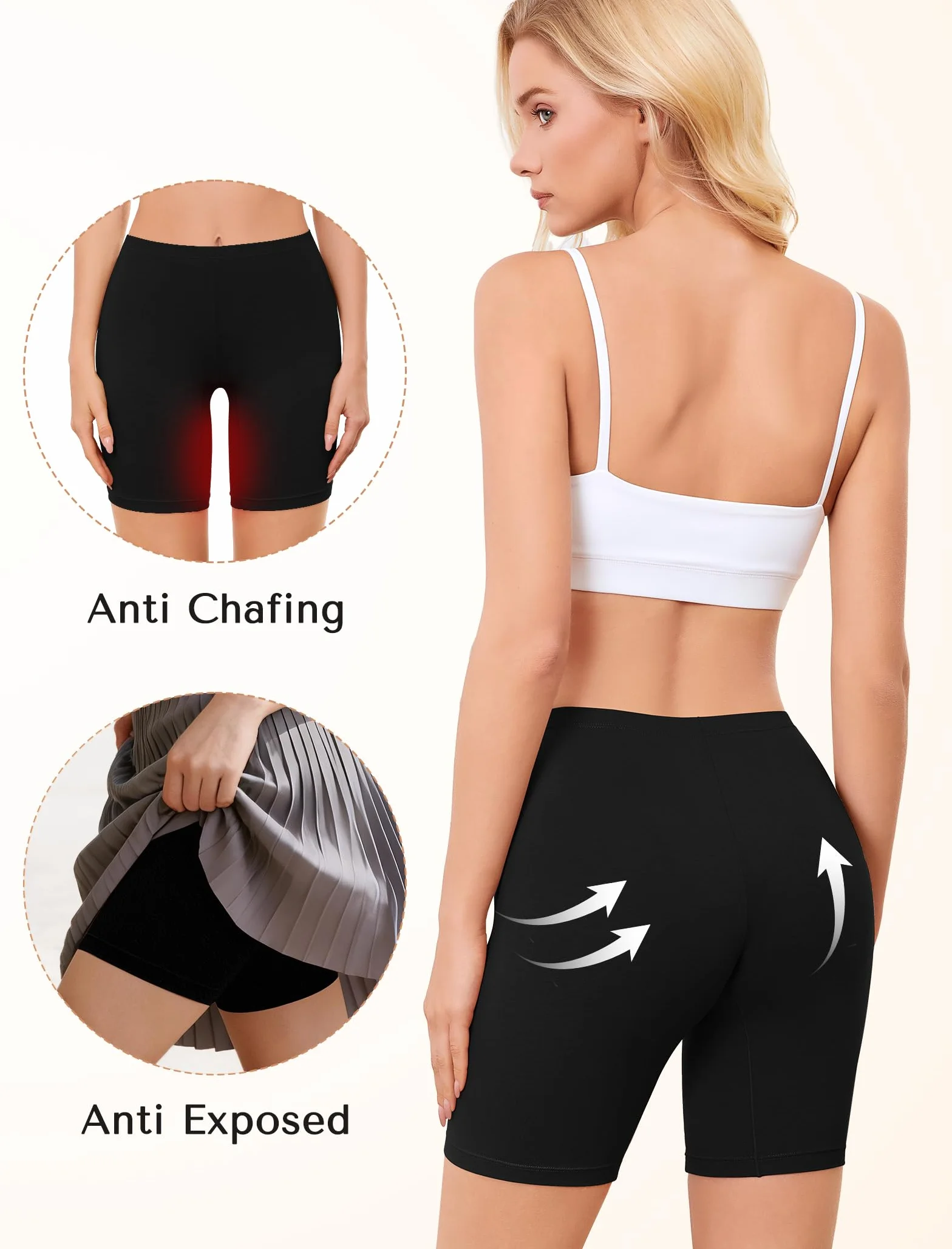 VOENXE Bragas Pantalon Mujer Algodon,Leggings Cortos Antirozaduras,Boxer para Mujer, Mallas Cortas Deporte,EláStico Shorts Debajo La Falda,Pantalones para Yoga y Ejercicio Pack de 4