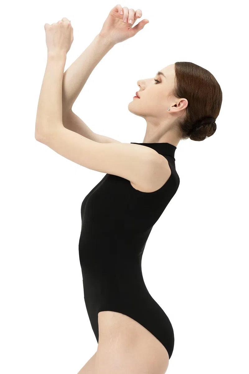 Maillot Ballet Adulto, Mujer Sin Mangas Cuello Alto Maillot Danza con Chasquido