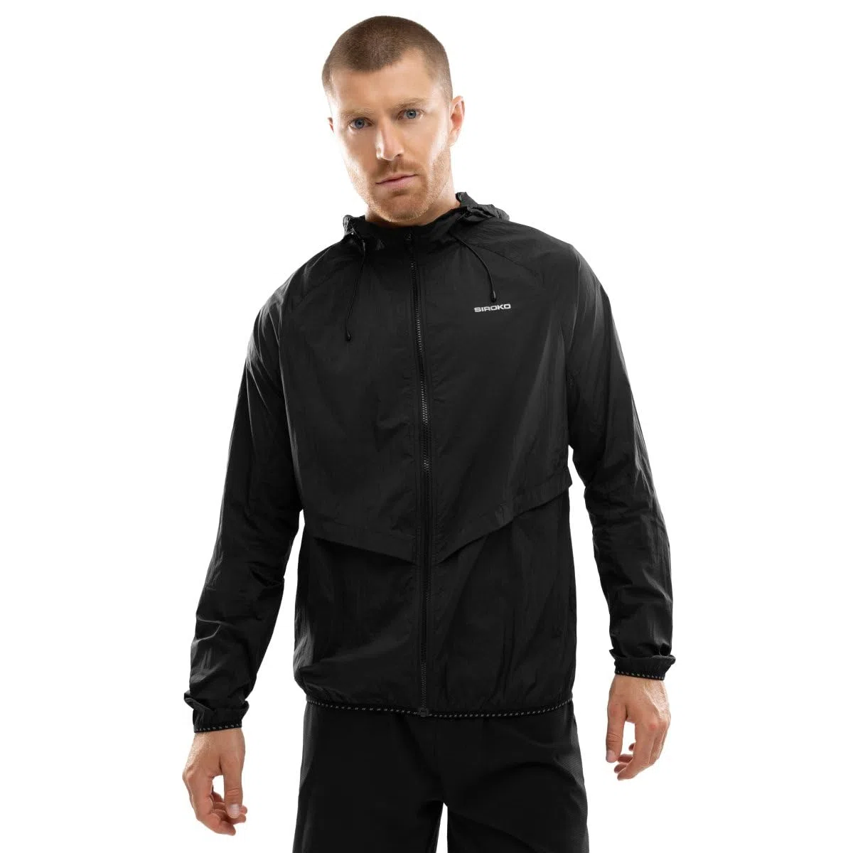 SIROKO Chaqueta cortavientos running fitness Bund Black Negro