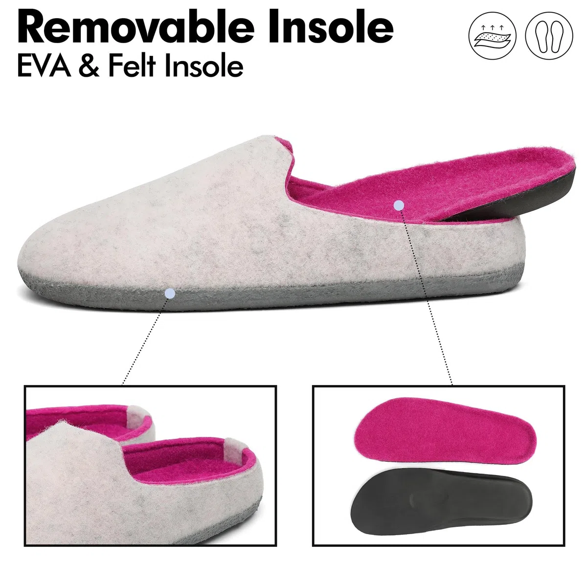 Mishansha Zapatillas Casa Interior Pantuflas Fieltro Zapatillas para Hombre Mujer Gr.36-47