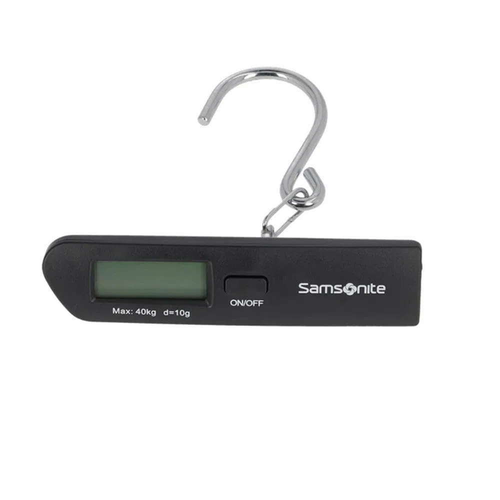 Samsonite Global TA – Báscula Digital para Equipaje con Gancho, Pantalla LCD Precisa, Compacta y Portátil, Báscula Digital para Equipaje para Maletas y Bolsas de Viaje, Negro