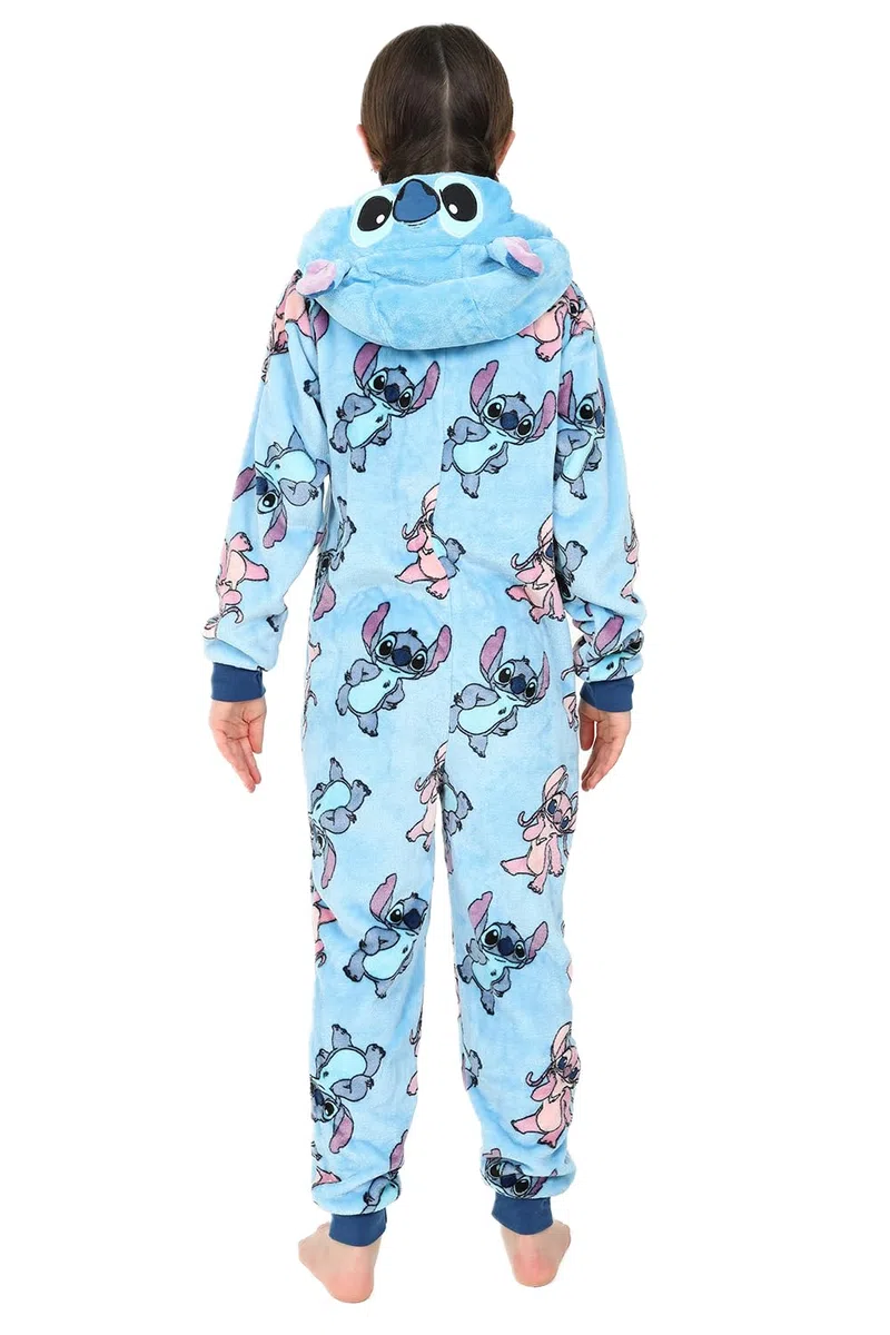 Disney Pijama de forro polar para niñas Lilo and Stitch & Angel Blue All in One