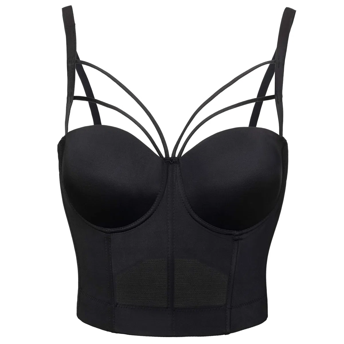 Mujer Corsé Bustier de Overbust Cierre con Cordones Sujetador de Encaje Bra Pechugón Crop top