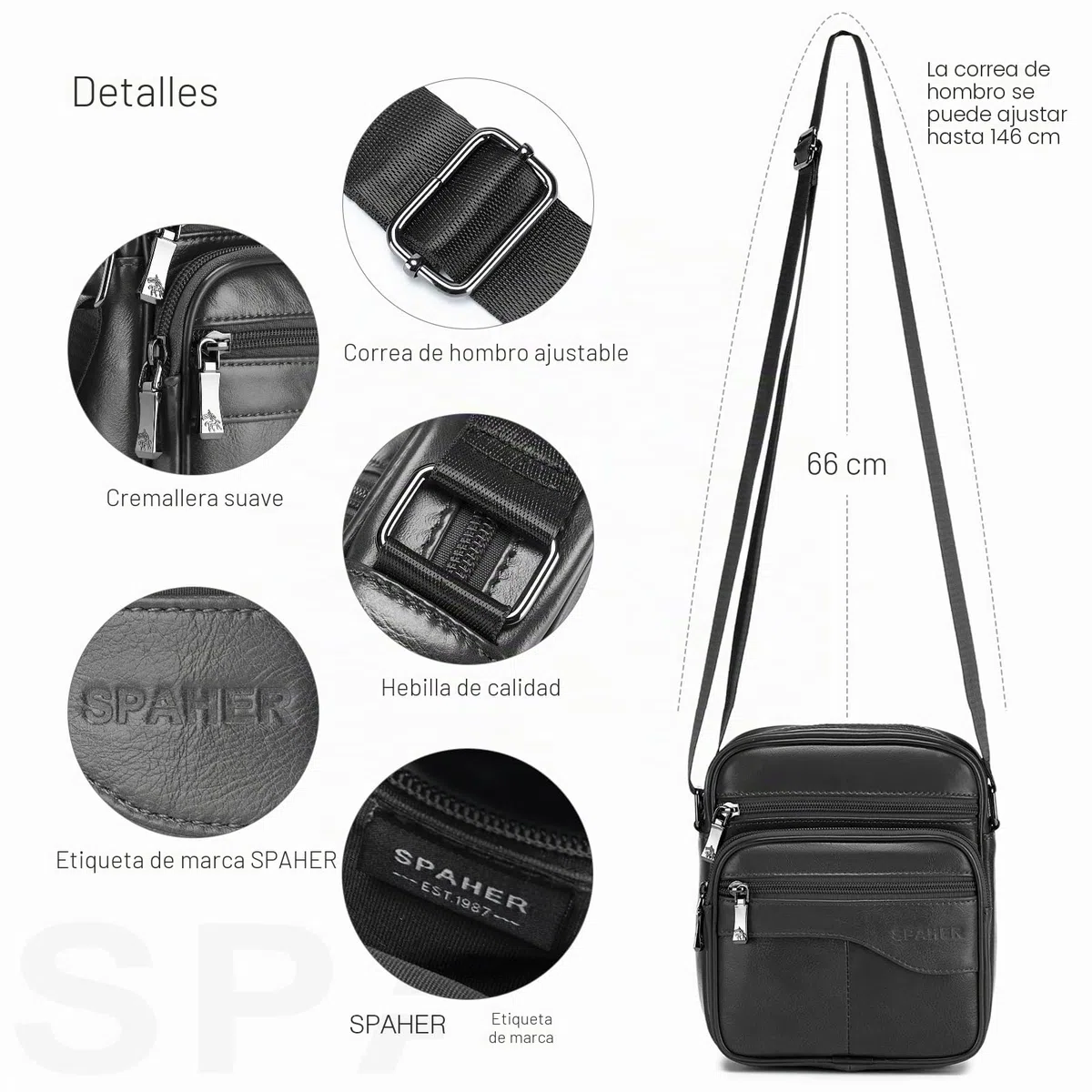 SPAHER - Bolso bandolera para hombre, bandolera, de piel Veritable, pequeño bandolera, para hombre, bolso, negocios, vintage, mochilas usadas, fundas multifuncionales, bolsos de mano de viaje