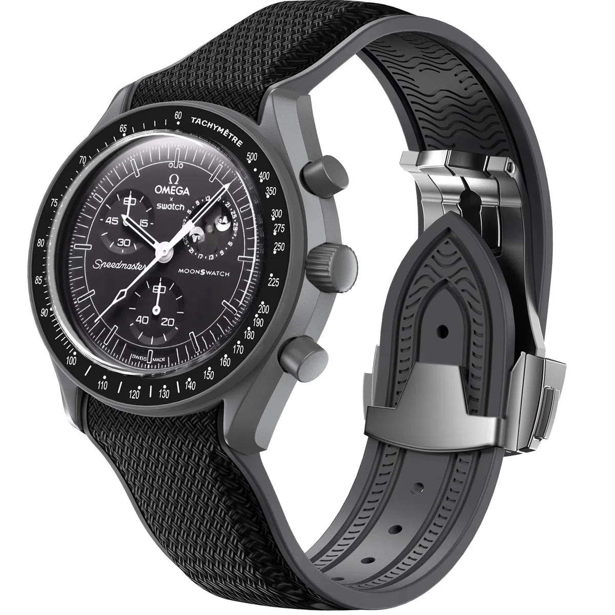 Correa para reloj Omega x Swatch MoonSwatch de 20 mm, correa de hebilla plegable compatible con Omega X Swatch Moonswatch Speedmaster, correa de repuesto curvada sin huecos para hombres y mujeres