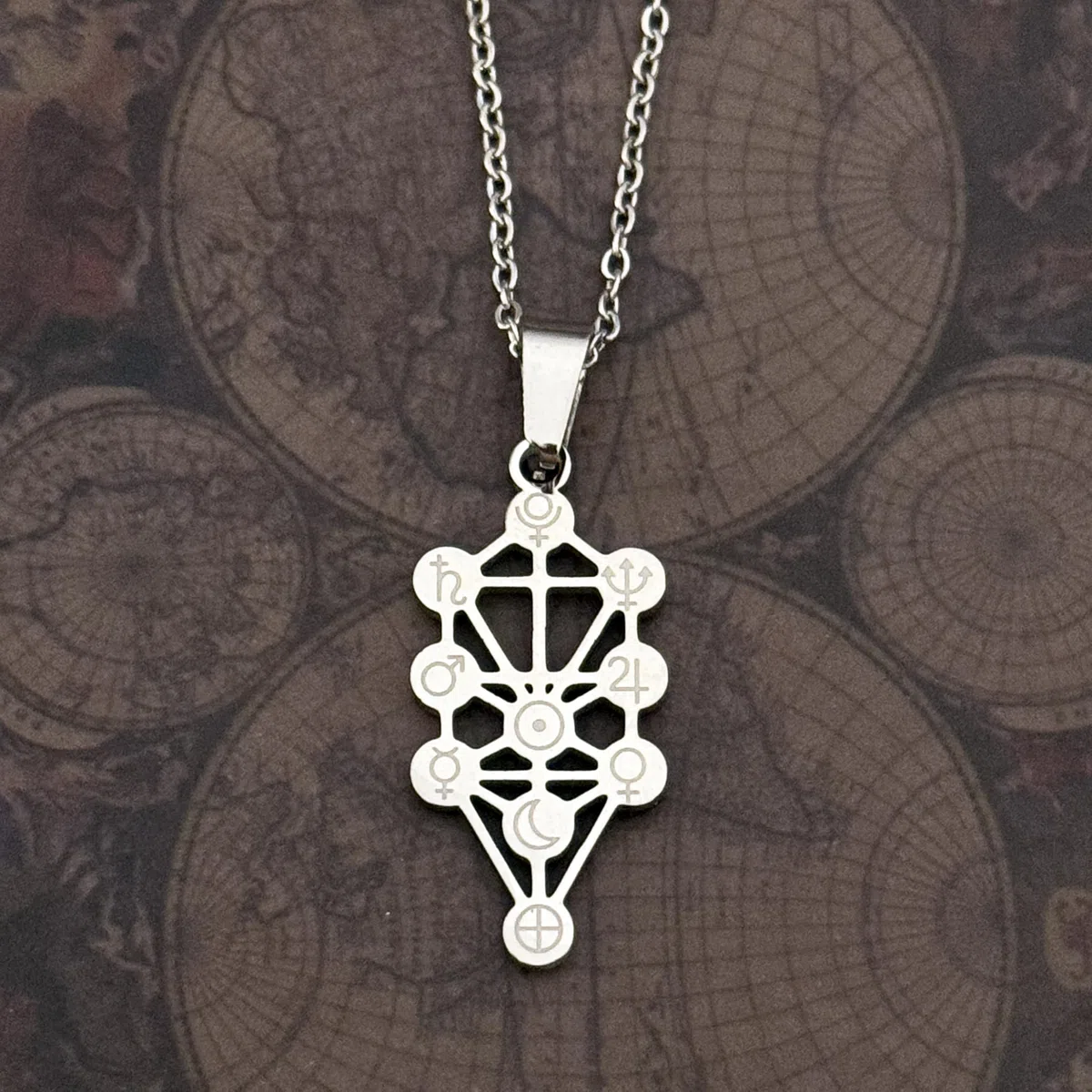 Simboliks Colgante de Kabbalah en Acero Inoxidable, Amuleto de Protección con el Árbol de la Vida, Diez Sefirot, Talismán Espiritual de la Cábala Judía, Símbolo Sagrado Sephiroth, Joyería Esotérica