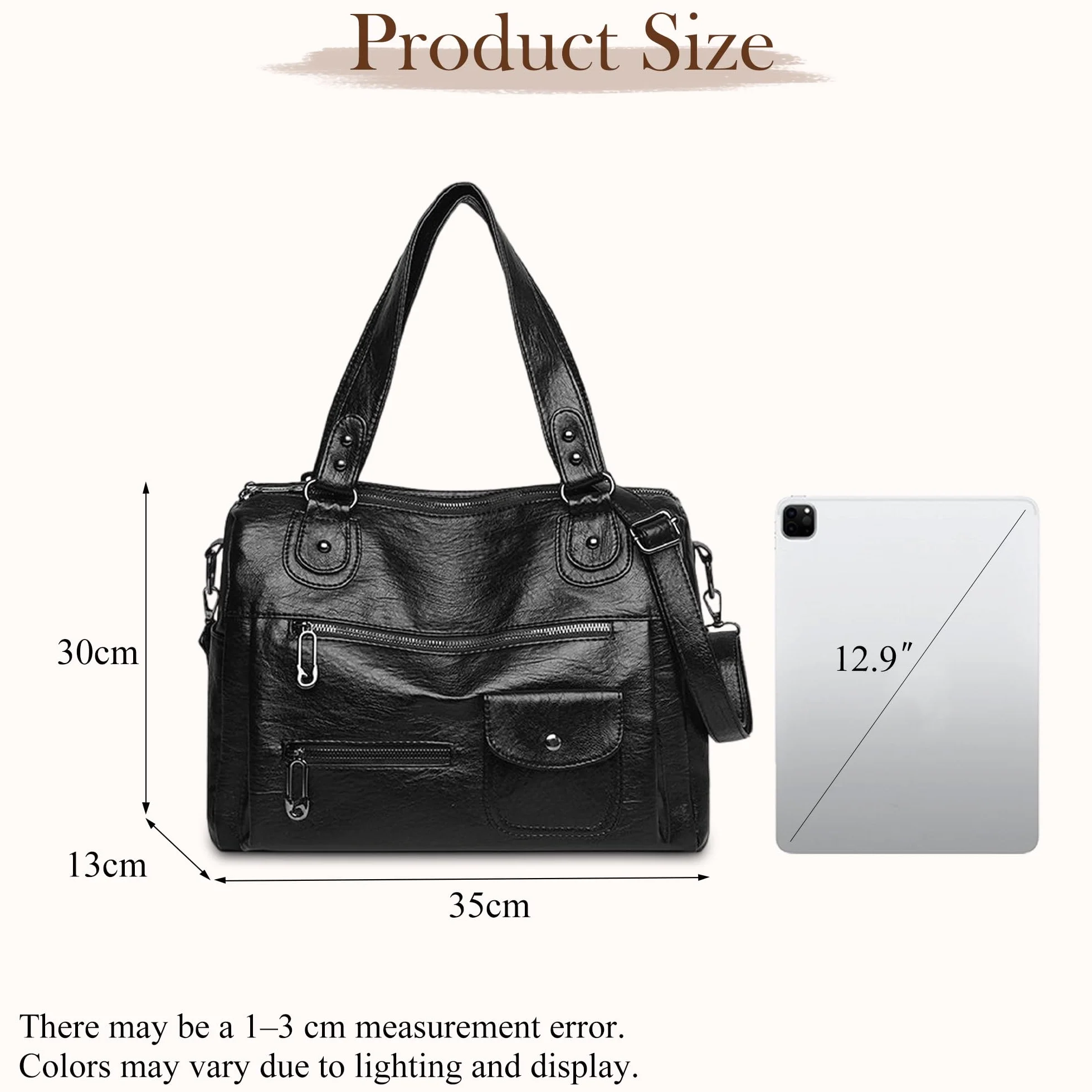 Bolso Mujer PU Fashion Chic, Gran Capacidad Tote Shopper, Bandolera Ajustable y Bolso Hombro Elegante, Ideal Para Oficina, Universidad, Trabajo y Viajes