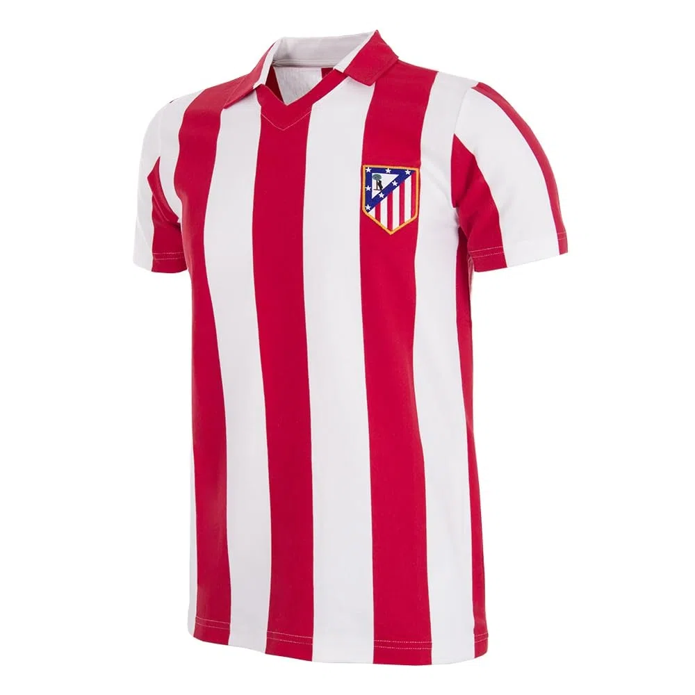 Copa - Camiseta de Fútbol - Hombre - Atletico Madrid 1985/86 - Retro - Manga Corta - Rojo/Blanco - 100% algodón