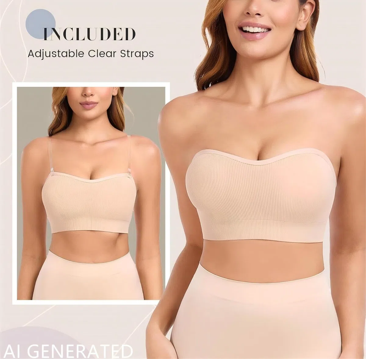 Brasier bandeau sin tirantes para mujer, sin tirantes, agarre de silicona antideslizante, acolchado y sin costuras, parte superior de tubo convertible