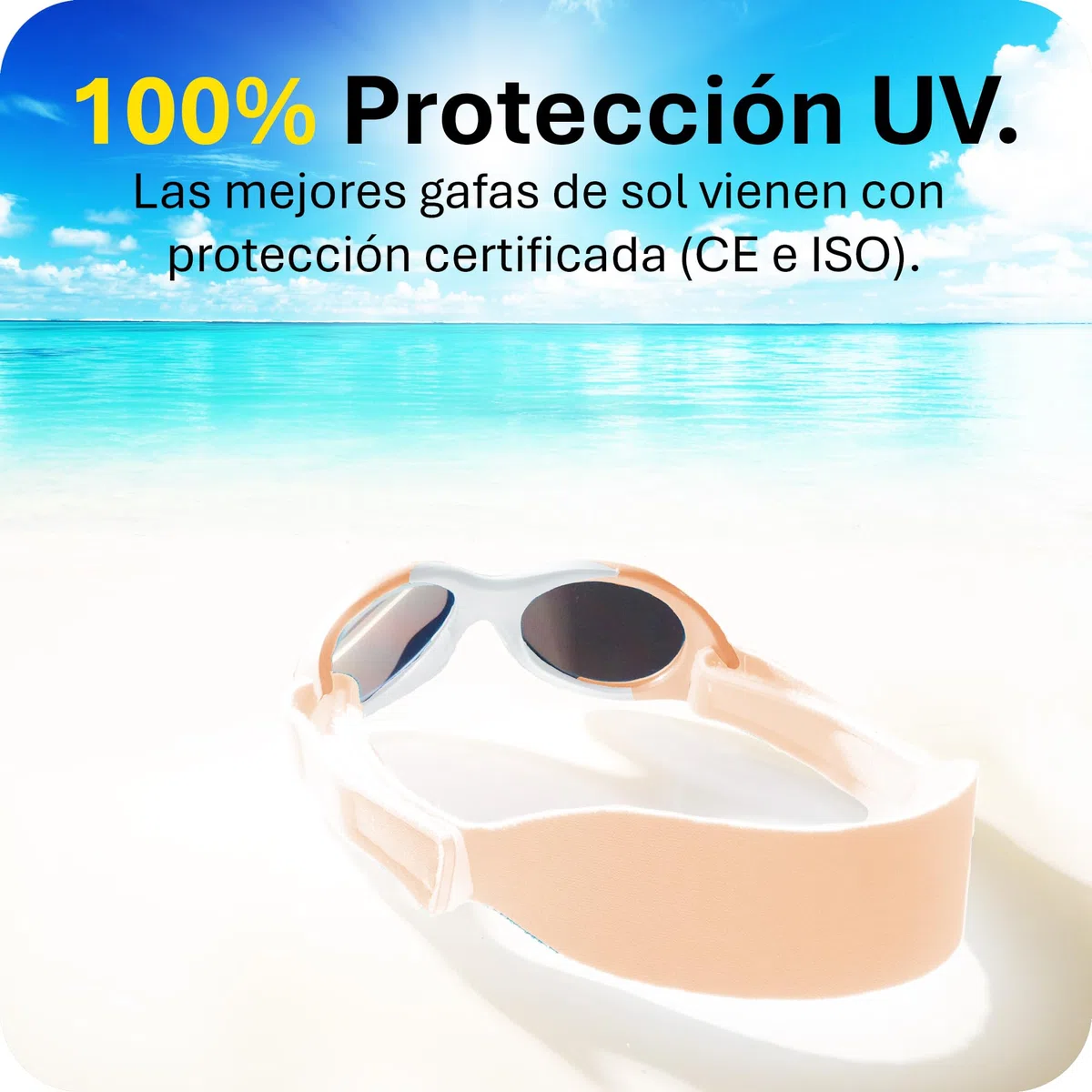 Mausito gafas de sol para bebés 0-18 meses UV400 & lentes categoría 3 | Gafas de sol infantiles flexibles con correa ajustable y suave | Ajuste seguro | Diseño europeo