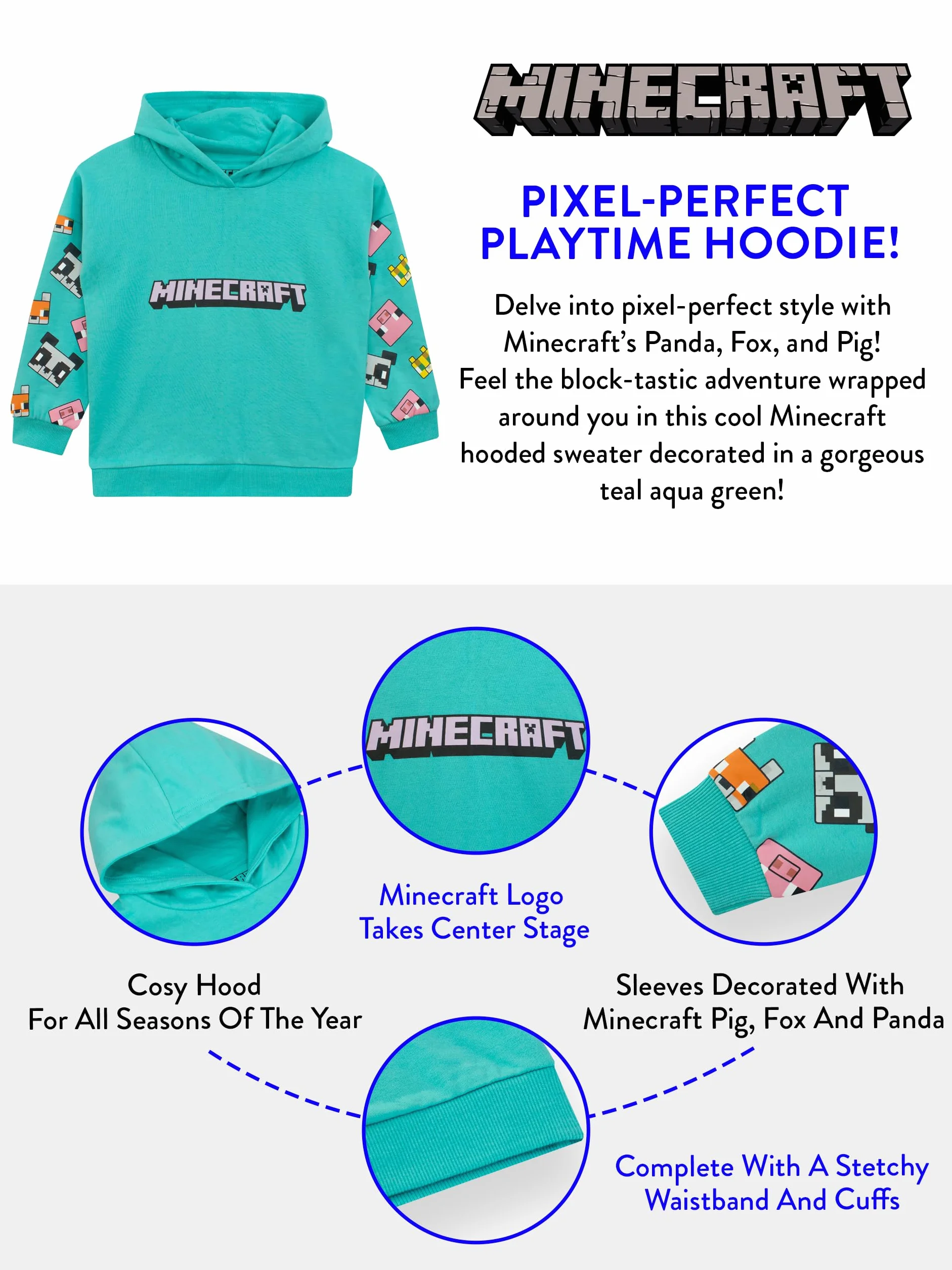 Minecraft Sudadera niñas | Sudadera para Chicas Gamers | Sudaderas para niñas Amantes de los Videojuegos | Edades de 5 a 13 Años