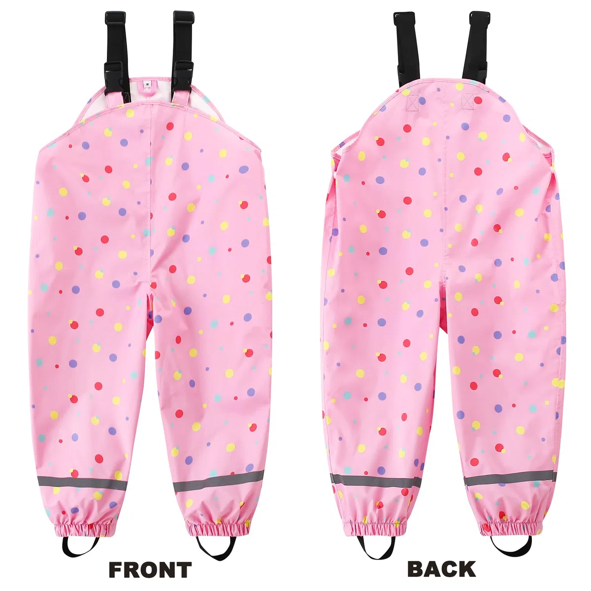 Fewlby Pantalon Impermeable Niñas, Pantalones Barro Peto de Lluvia Niños Mono Impermeable con Tiras Reflectantes Chubasquero Outdoor Traje Impermeable