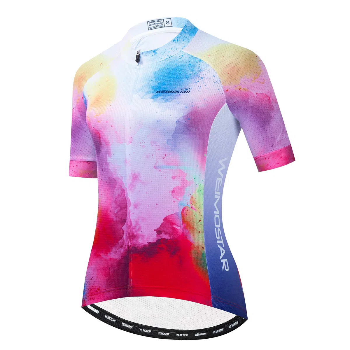 Chaqueta de ciclismo de manga corta para mujer, diseño de flores, con cinta reflectante grande