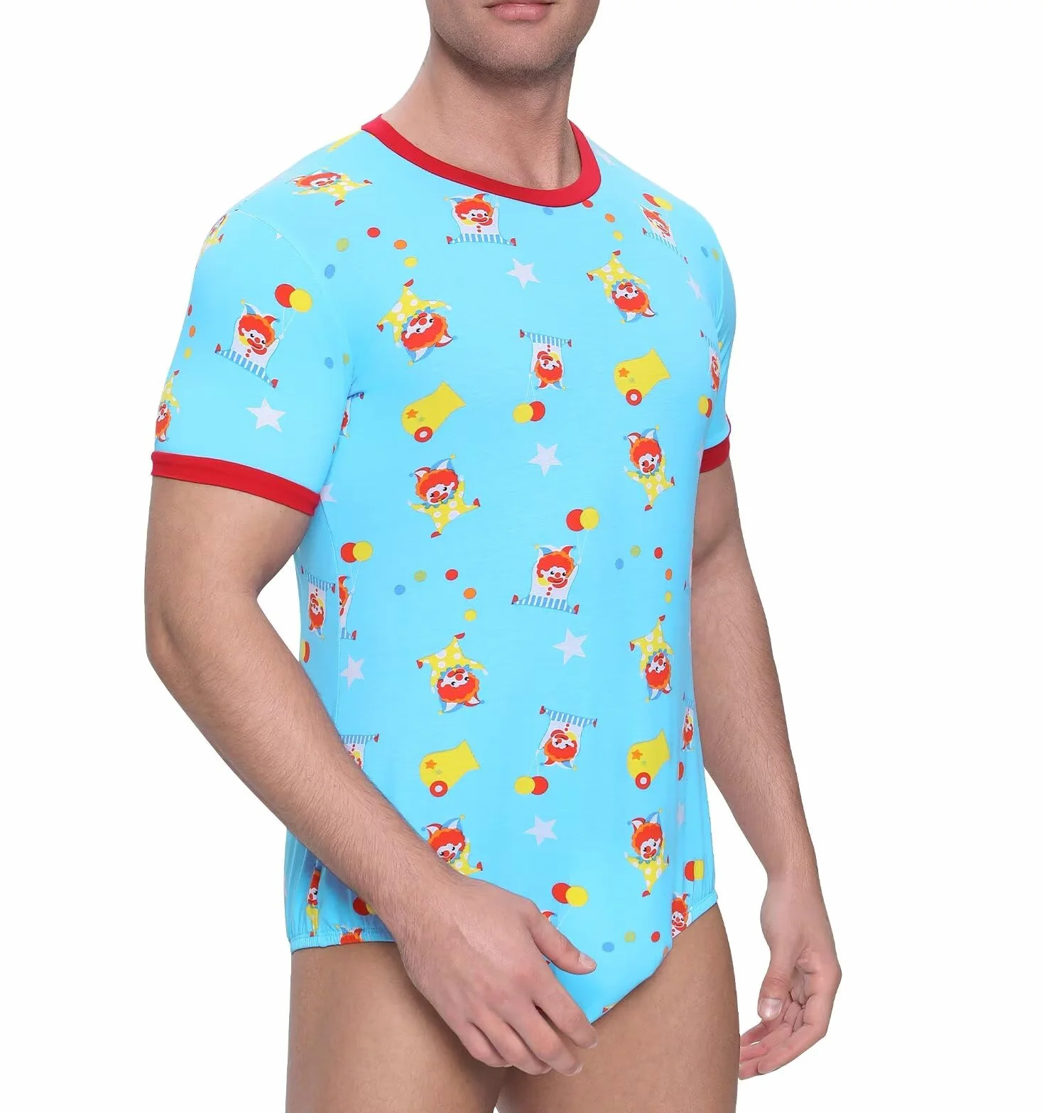 Landofgenie Mono para Hombre Body Pijama Enterizo Manga Corta co Cómodo Bodysuit - Estampado de Payaso