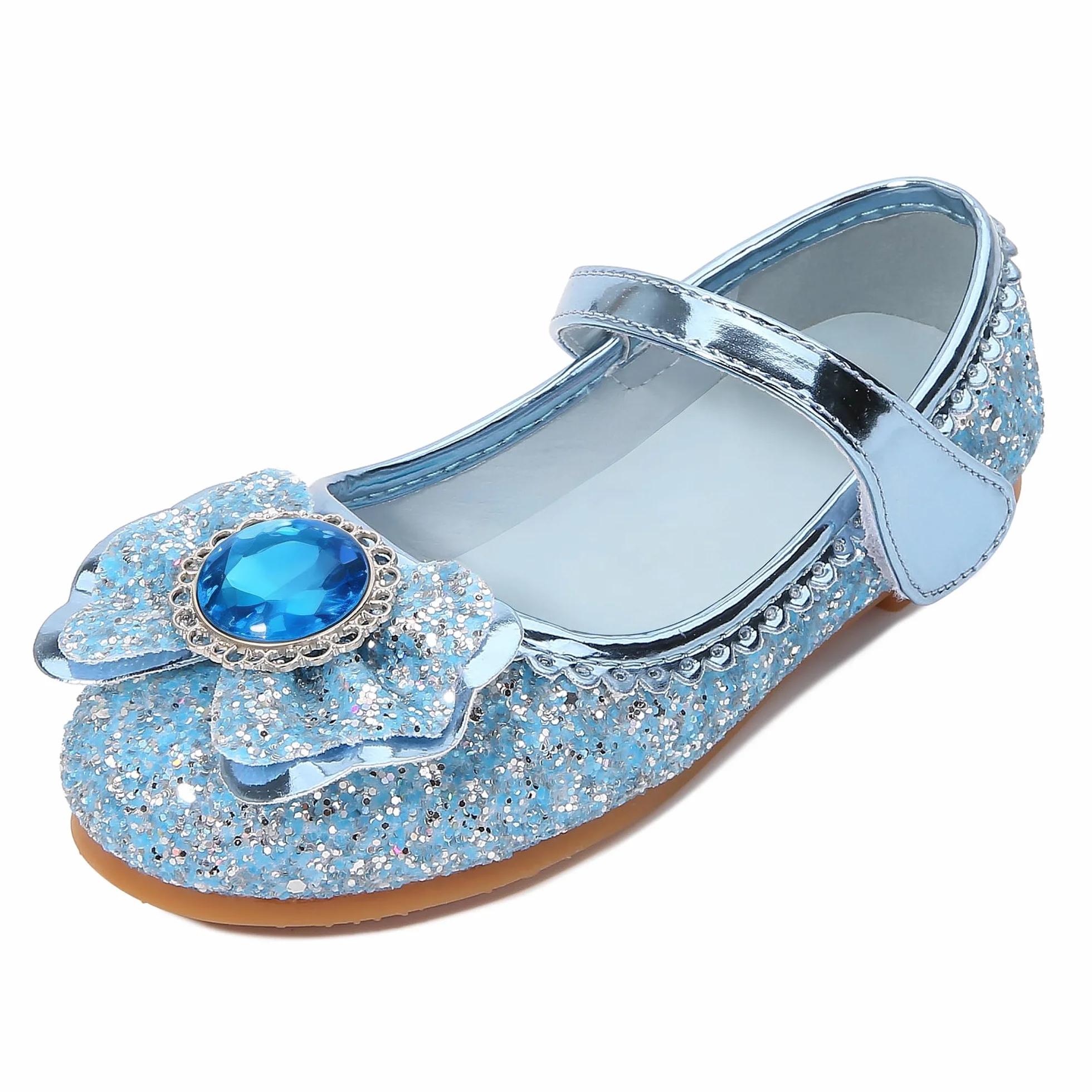 New front Bailarinas Niñas y Niñas Bailarinas de Cuero Zapatos de Fiesta Individuales Zapatos de Baile con Lentejuelas Princesa Elegante Bailarina Plana Bimba Fiesta