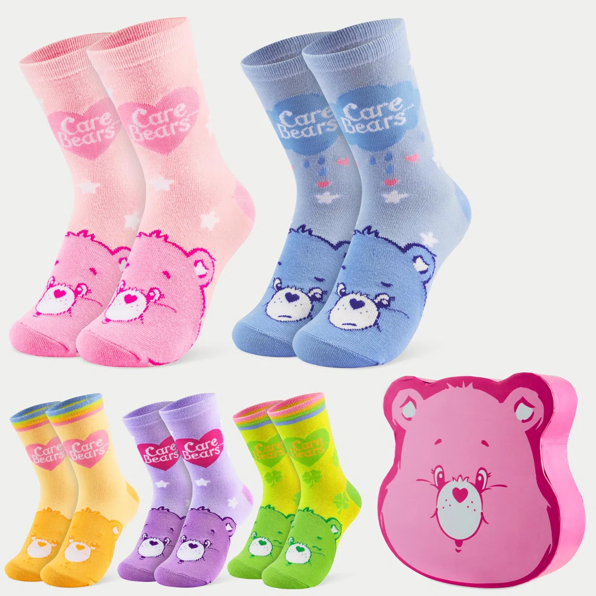 Get Trend Care Bears Calcetines Mujer y Adolescente, Paquete de 6 Calcetines Transpirables y Cálido, 36-41, Regalo Mujer