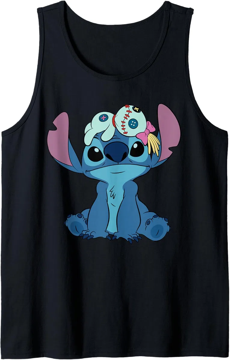 Disney Lilo & Stitch Scrump on Stitch's Head 2-Sided Camiseta sin Mangas