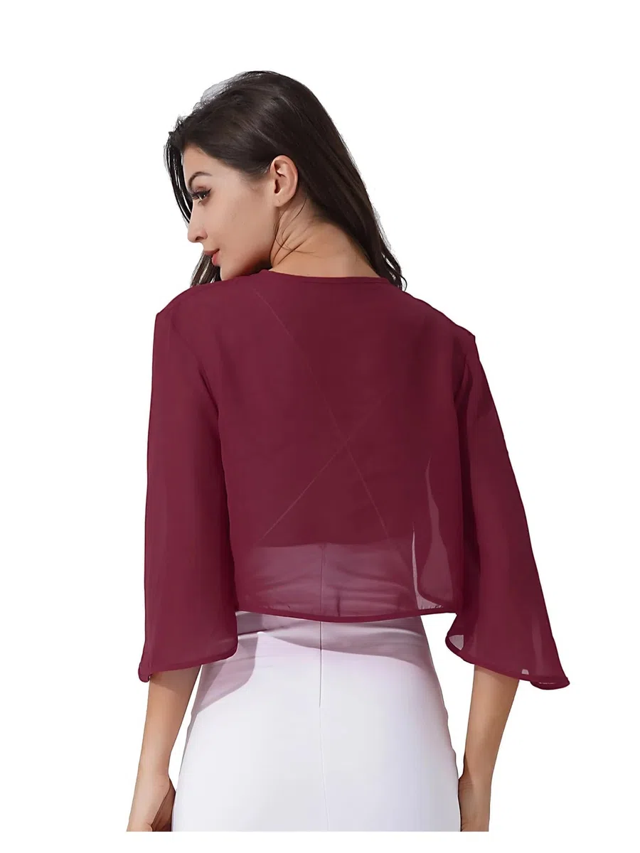 Capa Gasa Fiesta Cárdigan Bolero de Gasa con Mangas 3/4 for Mujer, Elegante for Boda, de Verano