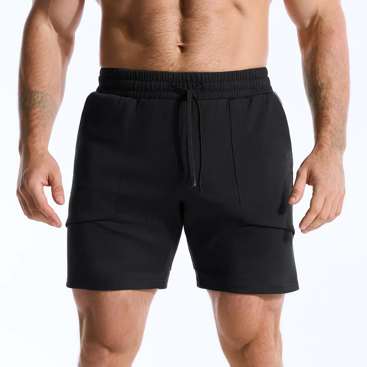 ZENWILL Slim Pantalones Cortos Hombre Gym Pantalon Deporte | Pantalones Cortos Algodon Hombre Bolsillo Cremallera, Pantalón Corto Gimnasio Transpirable, Pantalon Corto Hombre Running