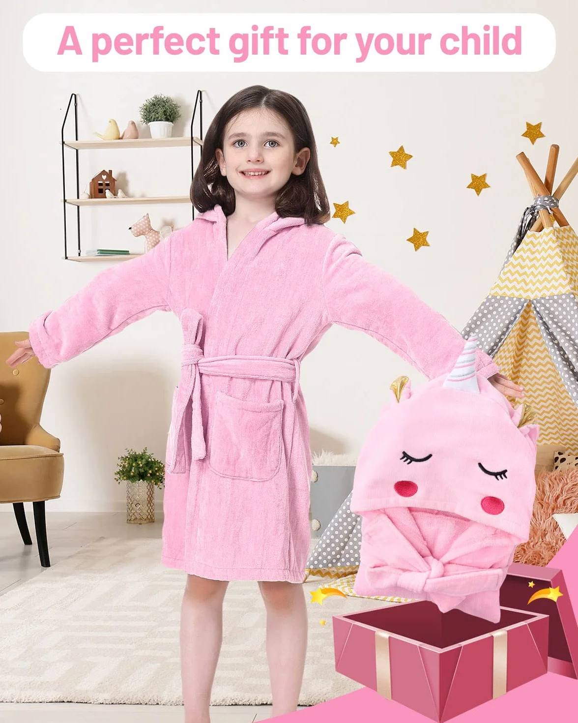 WYTbaby Albornoz Niño Pijama Manta Bebe Con Capucha Algodón Suaves y Ultra Absorbentes Bata Bebe Para Niño y Niña