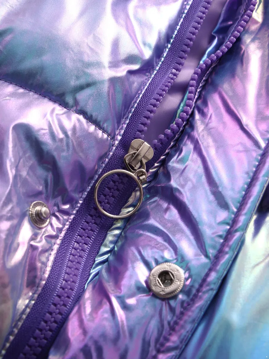 TiaoBug Chaqueta Metálica Brillante De Invierno Para Niñas Abrigo De Plumas Con Cremallera Y Capucha Chaqueta Acolchada Casual