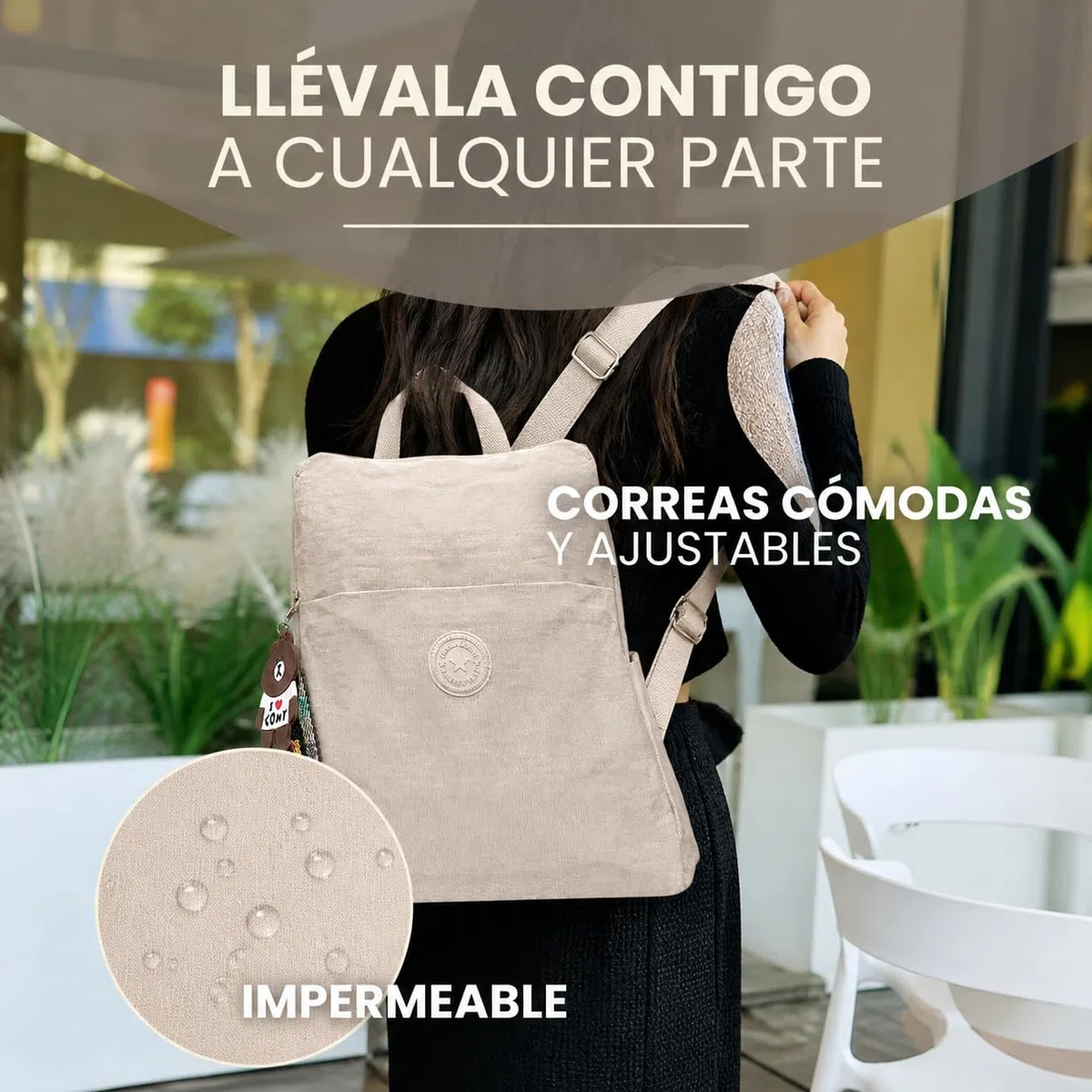BOLSO MUJER | MOCHILA MUJER | Mochila Antirrobo Mujer | Impermeable | Diseño de Nylon | Bolsos de Mujer | Azul (BEIS)