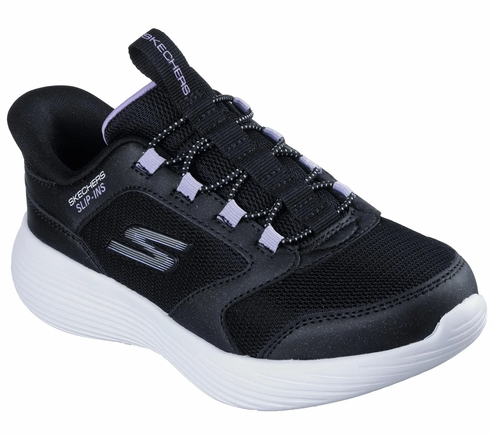 Skechers Niñas Go Run 400 V2 Tetra Speed Slip-In ENTRENADOR, Black Synthetic/Textile, 27.5 EU