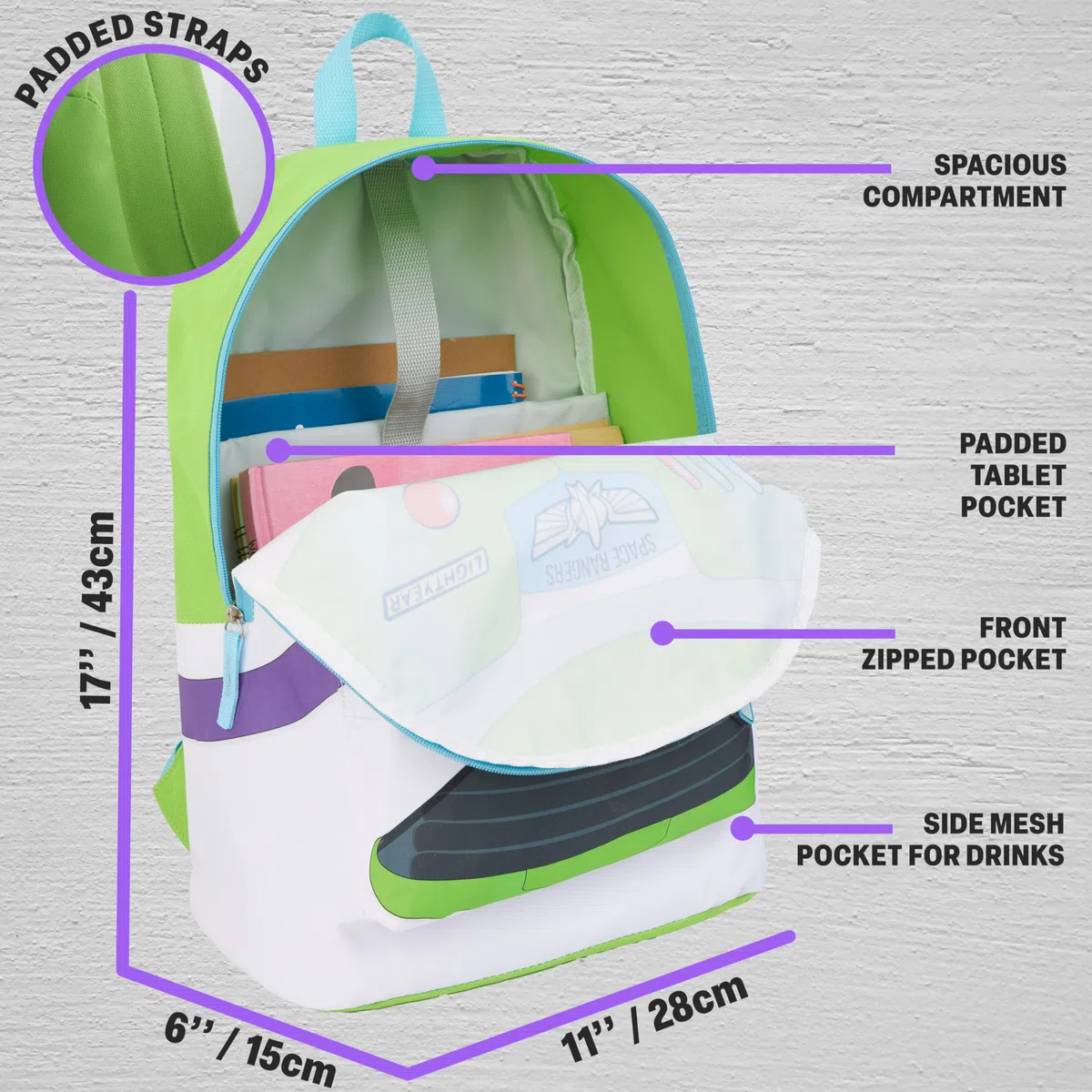 Get Trend Disney Toy Story Mochila Niño y Botella Agua 500 ml, Buzz Lightyear, Mochila Escolar con Cremallera y Botella Sin BPA, Regalo Niños Original (Multi Buzz)