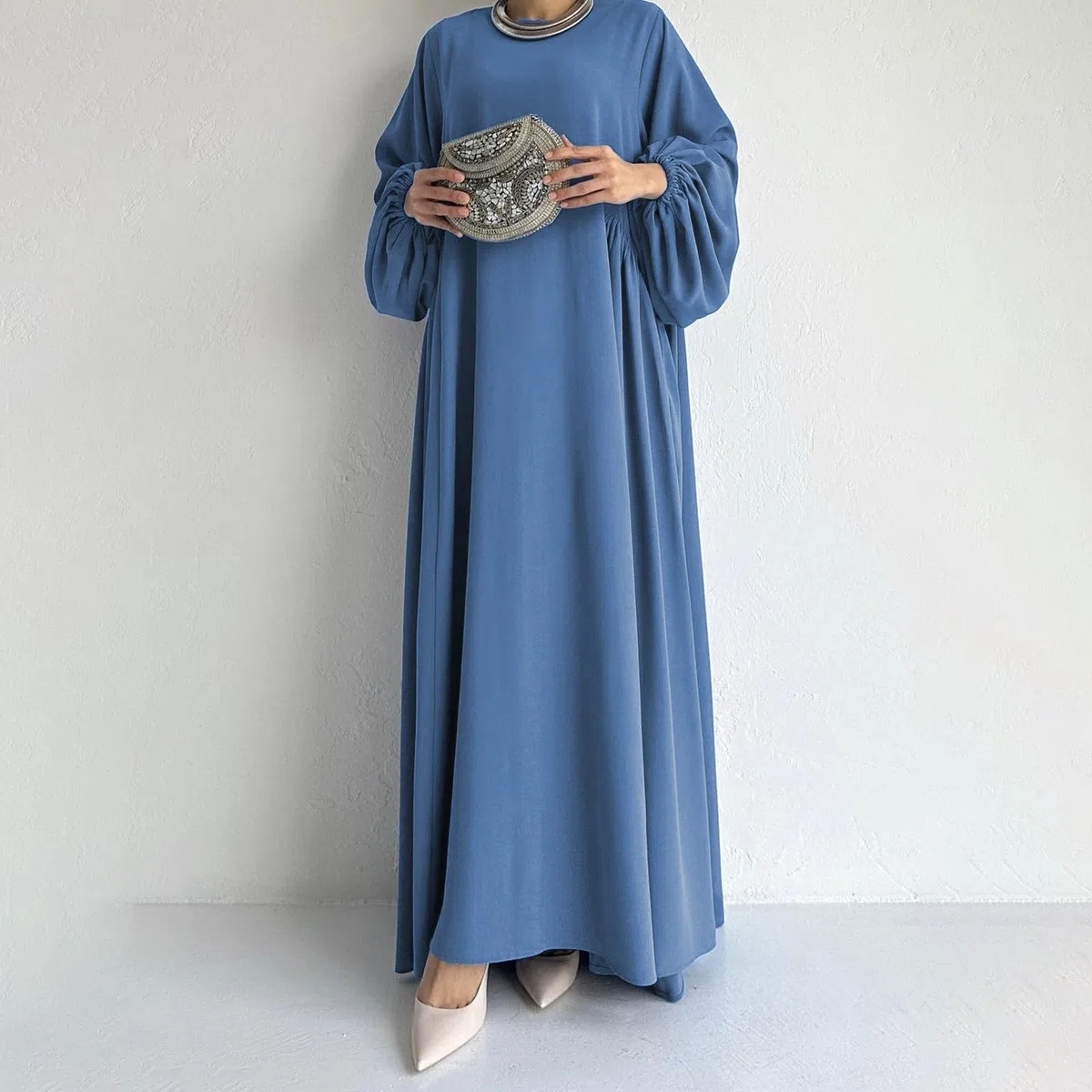 Ramadán Vestido Mujer Abaya Musulmana Largo Suelto juego de 2 piezas Ropa Islámico Kaftan Khimar Islámico Musulmana de una Pieza para Mujer