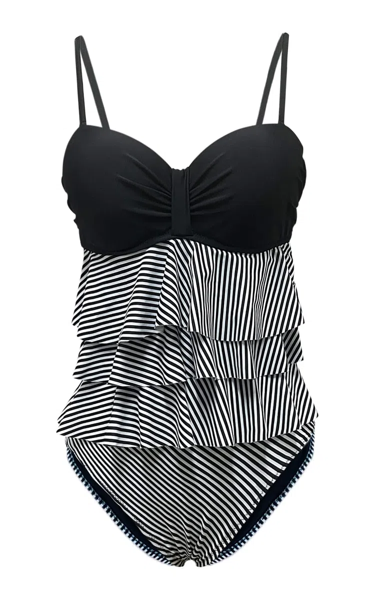 Bañadores Mujer Traje de Baño Una Pieza Reductores Cintura Alta con Volantes Push Up Bañador Halter