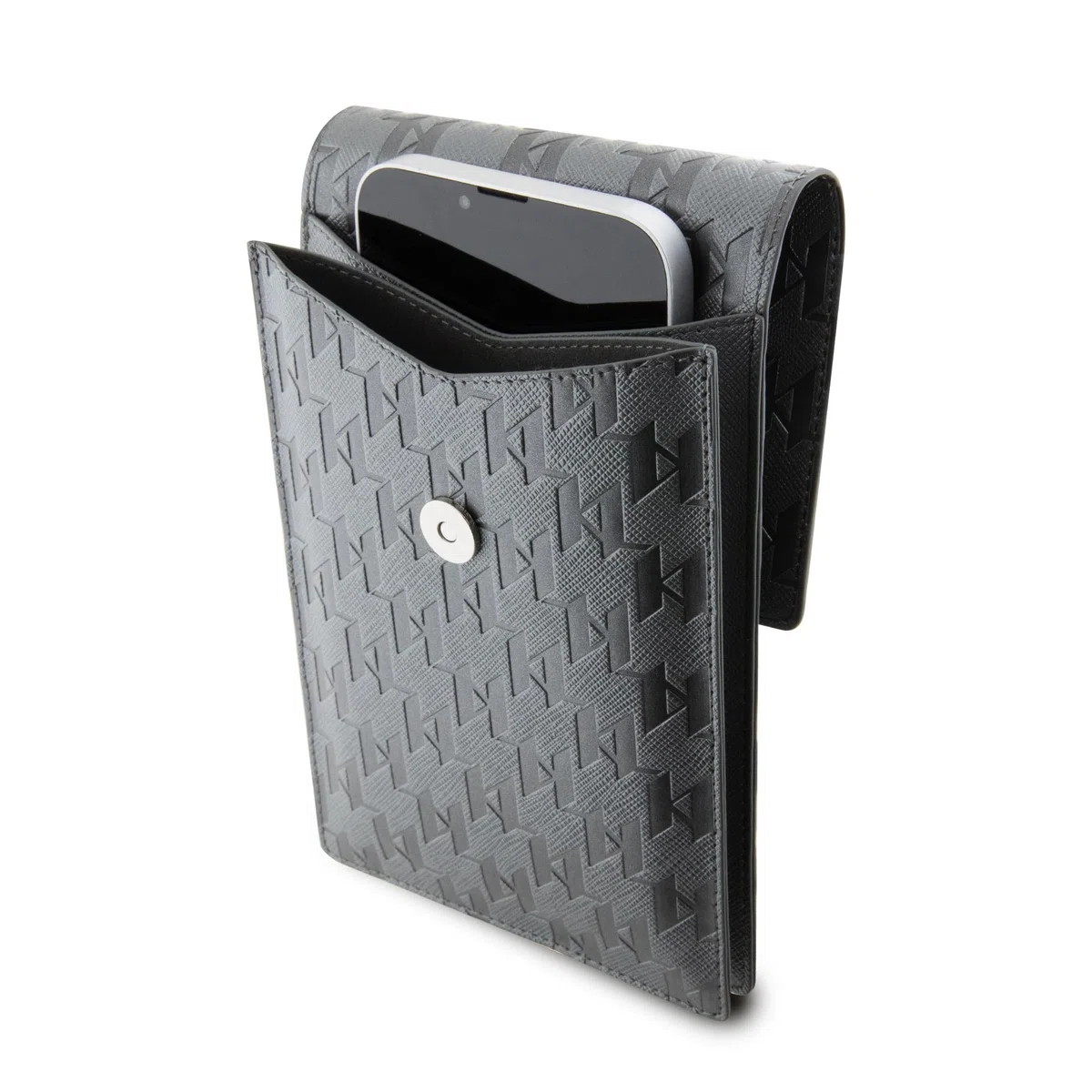 Karl Lagerfeld KLWBSAKHPCG Bolso de saffiano con monograma plateado