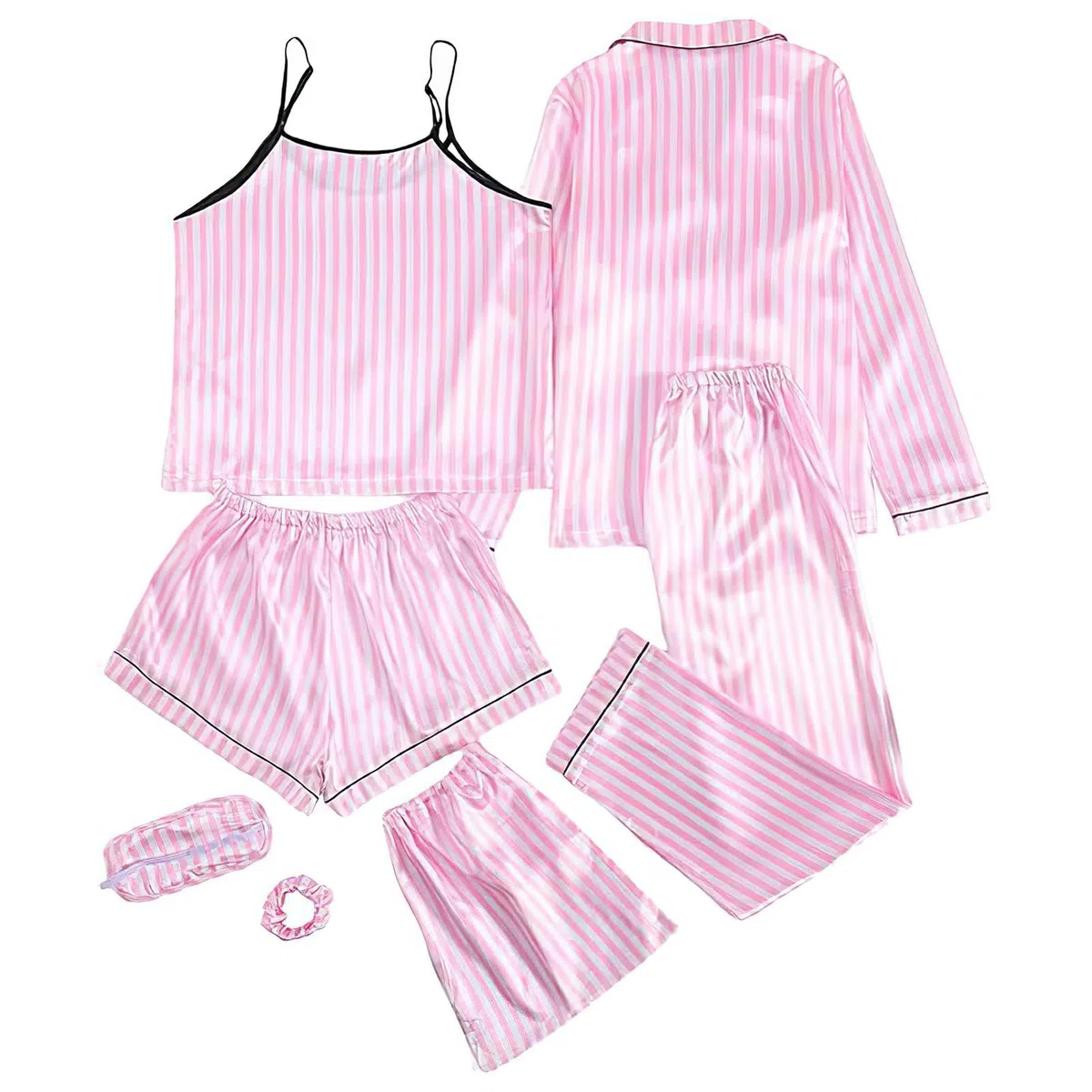 Chicas Niñas 7PCS Saten Conjunto de Pijama Tops & Pantalones Cortos Ropa de Dormir